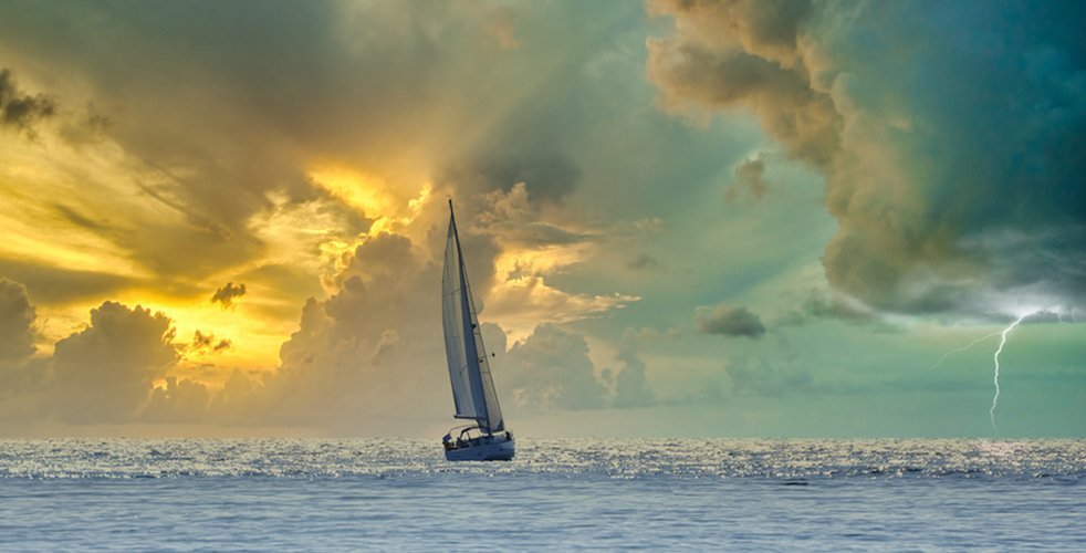 Sailboat near lightning