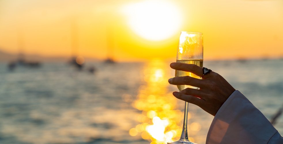 Woman holding champagne glass