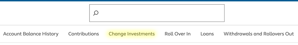 TSP menu showing the option to change investments