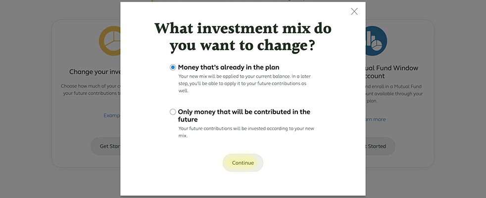 Pop-up on tsp.gov while making interfund transfer